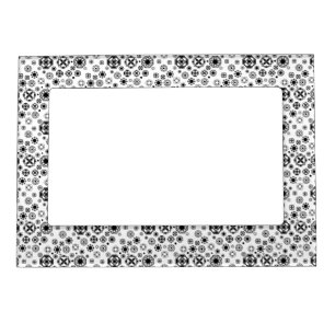 Cute black white arabesque decorative pattern magnetic frame