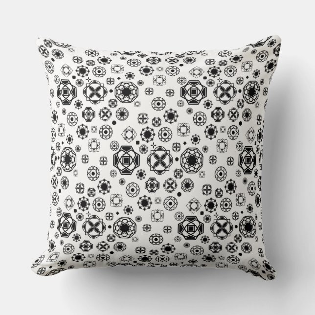 Cute black white arabesque decorative pattern throw pillow (Front)