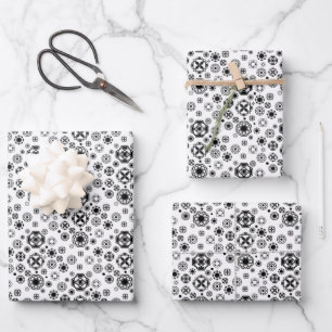 Cute black white arabesque decorative pattern wrapping paper sheets