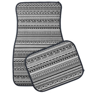 Cute black white aztec patterns design car floor mat