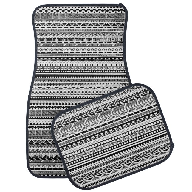 Cute black white aztec patterns design car floor mat (Set)