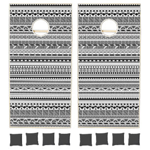Cute black white aztec patterns design cornhole set