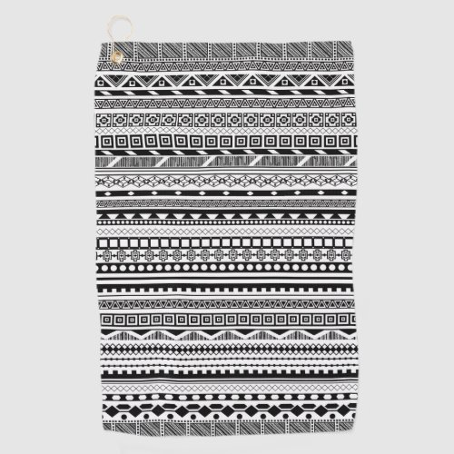 Cute black white aztec patterns design golf towel