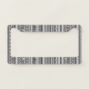 Cute black white aztec patterns design license plate frame