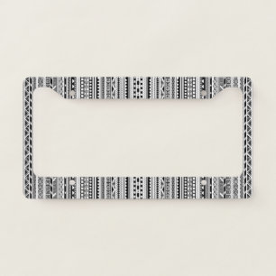 Cute black white aztec patterns design license plate frame