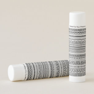Cute black white aztec patterns design lip balm