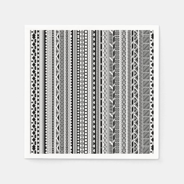 Cute black white aztec patterns design napkins (Front)