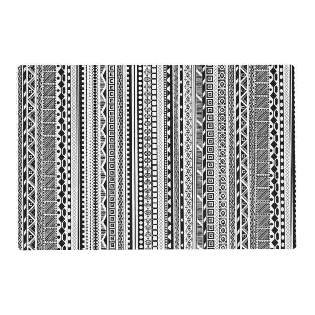 Cute black white aztec patterns design placemat (Front)