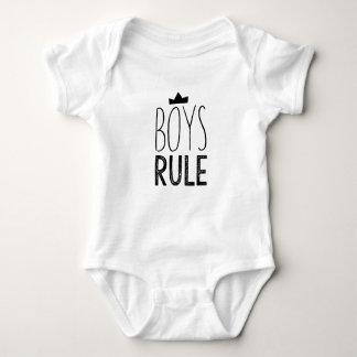 Cute black white baby onsie - boys rule quote bodysuit