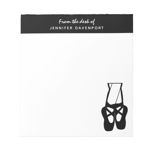 Cute Black & White Ballet Slippers En Pointe Notepad (Front)