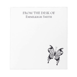 Cute Black White Butterfly From the Desk of Notepad