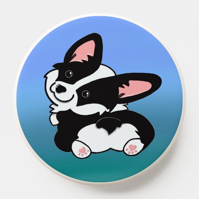 Cute black white cardigan pet corgi with toebeans PopSocket (Popsocket)