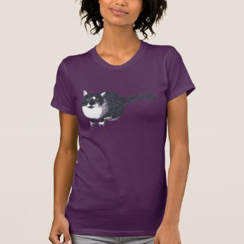 Cute Black White Cat In Pointillism Tshirts by Cherylsart at Zazzle
