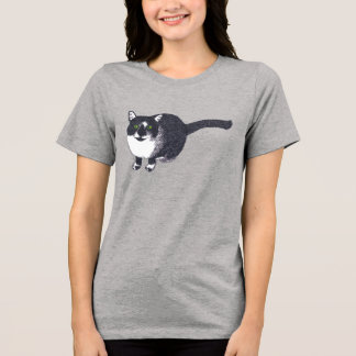Cute Black White Cat in Pointillism Tshirts