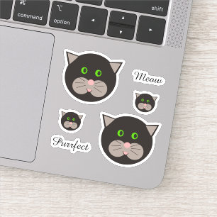 Cute Black & White Cat Sticker