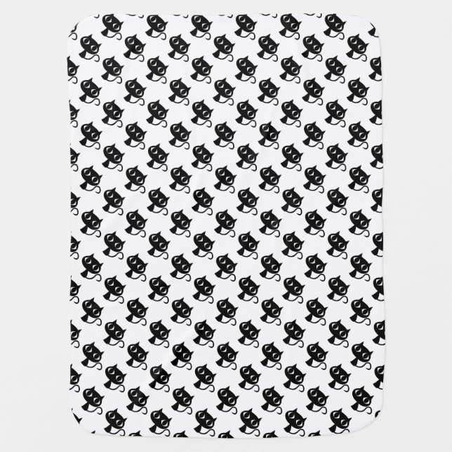 Cute black white cats patterns baby blanket (Front)