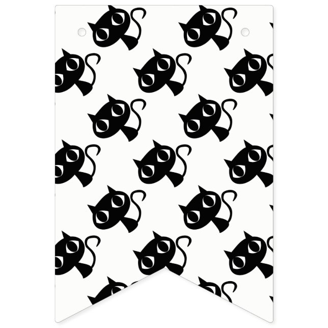 Cute black white cats patterns bunting flags (First Flag)