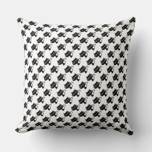 Cute black white cats patterns throw pillow
