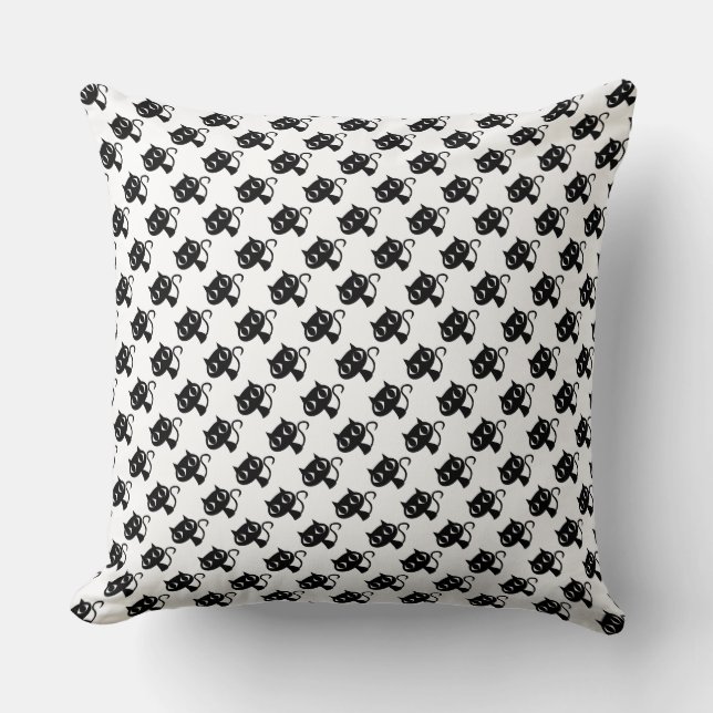 Cute black white cats patterns throw pillow (Front)