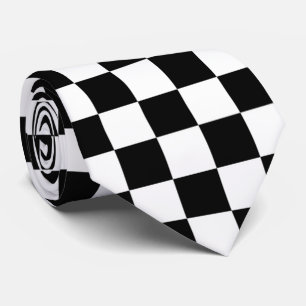 cute black white check pattern neck tie