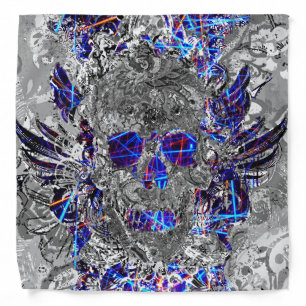 Cute black white colorful neon skull bandana
