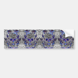 Cute black white colorful neon skull bumper sticker