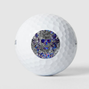 Cute black white colorful neon skull golf balls