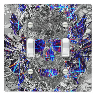 Cute black white colorful neon skull light switch cover