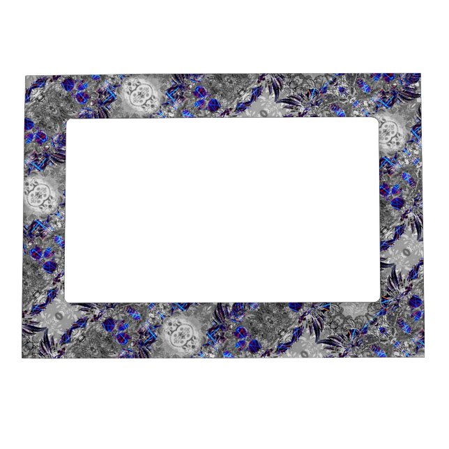 Cute black white colorful neon skull magnetic frame (Front)