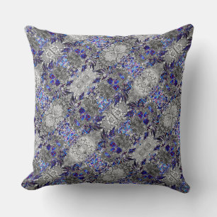 Cute black white colorful neon skull throw pillow