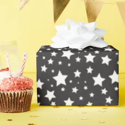 Cute Black &amp; White Cosmic Stars Pattern Wrapping Paper