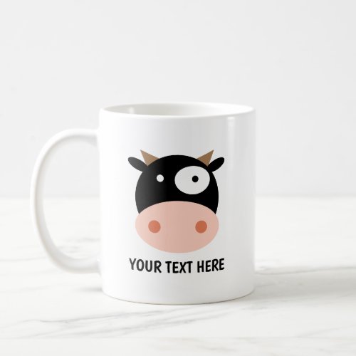 Cute black  white cow cartoon drawing coffee mug
