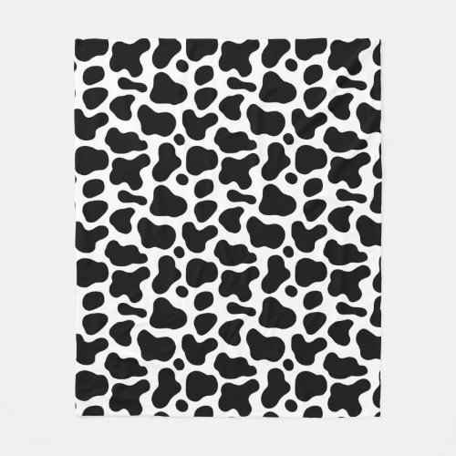 Cute Black White Cow Print Animal Pattern Fleece Blanket