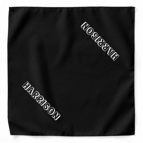 Cute black white custom name text modern dog bandana