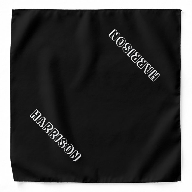 Cute black white custom name text modern dog bandana (Front)