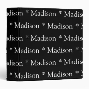 Cute black white custom name text monogram pattern 3 ring binder