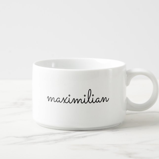 Cute black white custom script name simple modern bowl (Left)