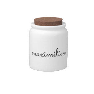 Cute black white custom script name simple modern candy jar