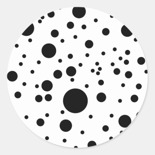 Cute Black  White Dalmatian Spots Classic Round Sticker