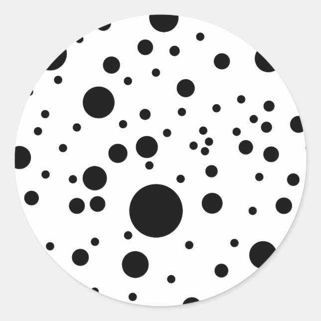 Cute Black & White Dalmatian Spots Classic Round Sticker (Front)