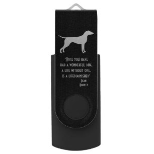 Cute black white Dean Koontz quote dog Flash Drive