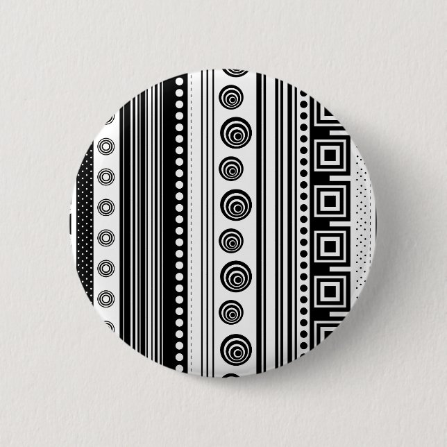 Cute black white decorative aztec texture button (Front)