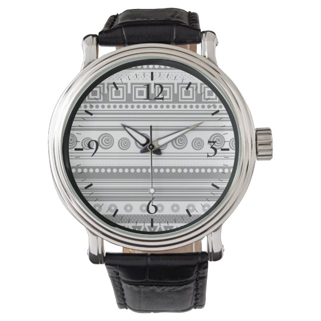 Cute black white decorative aztec texture watch (Front)