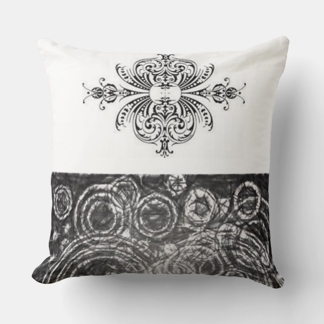 Cute Black & White Decorative Throw Pillow (Front)