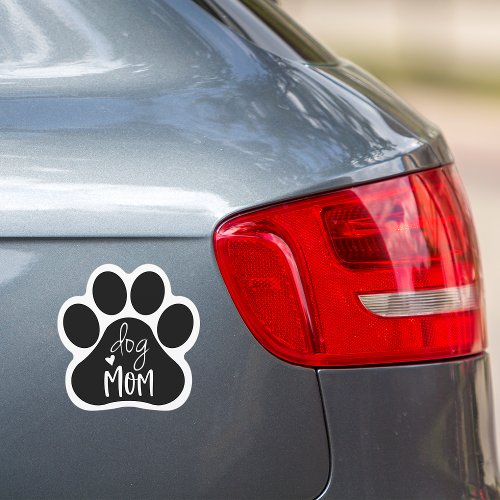 Cute Black  White Dog Mom Pawprint Car Magnet