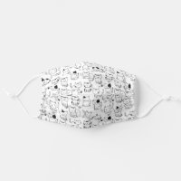 Cute Black & White Doodle Cats Pattern Cloth Face Mask