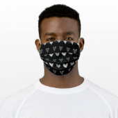 Cute Black & White Doodle Hearts, Love Adult Cloth Face Mask (Worn)