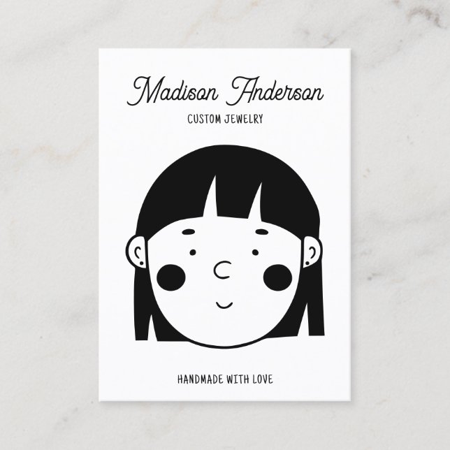 Cute Black White Face Jewelry Earring Display Card (Front)