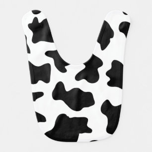 Cute black white farm animal nursery cow print baby bib