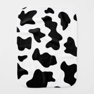 Cute black white farm animal nursery cow print baby burp cloth